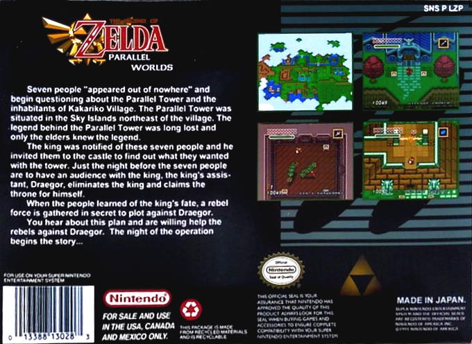Legend Of Zelda III : Parallel Worlds, The (Hack) — Box back